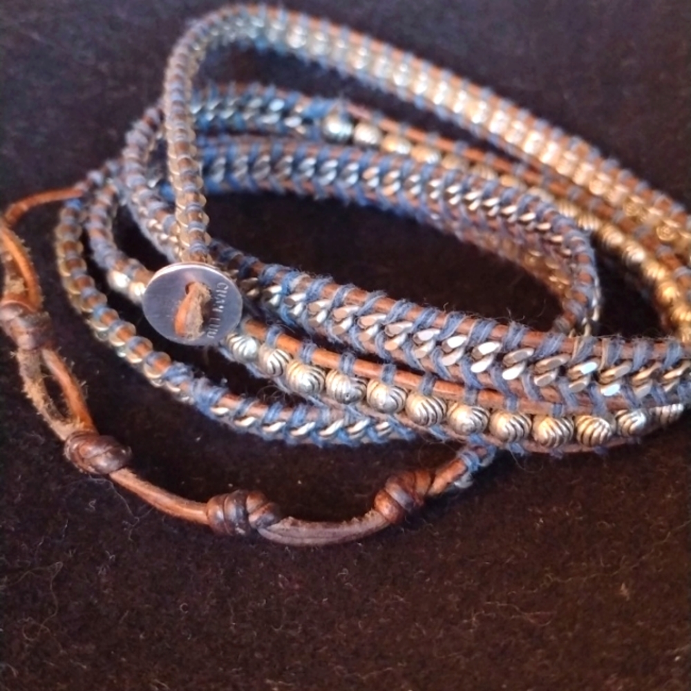 Artist Chan Luu Sterling/Leather Wrap Bracelet